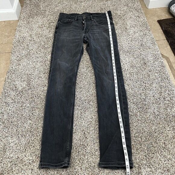 Allsaints Rex Slim Fit Distressed Solid Black Viscose Jeans 30 x 32 Button Fly - Picture 2 of 9